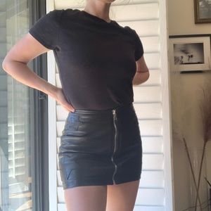 Reformation Leather Little Dipper Zip-up Skirt